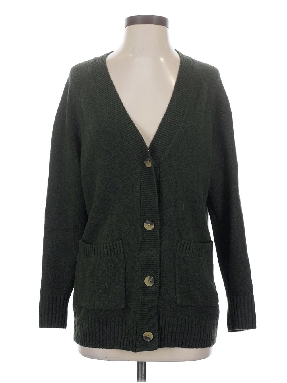 GAP Dark Green V-Neck Button-Front Cardigan